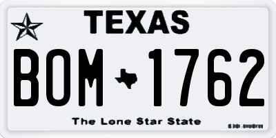 TX license plate BOM1762