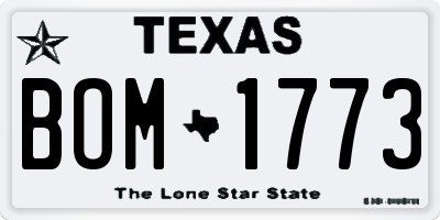 TX license plate BOM1773