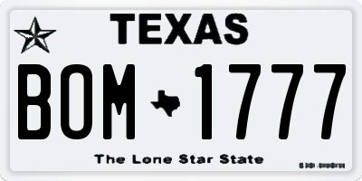TX license plate BOM1777