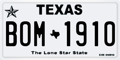 TX license plate BOM1910