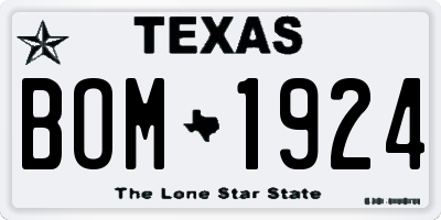 TX license plate BOM1924