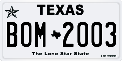 TX license plate BOM2003