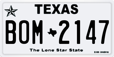 TX license plate BOM2147