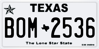 TX license plate BOM2536
