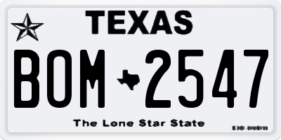 TX license plate BOM2547