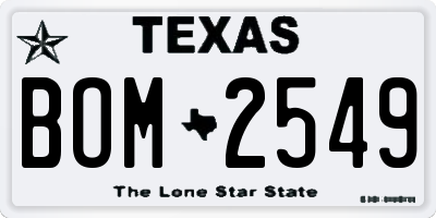 TX license plate BOM2549
