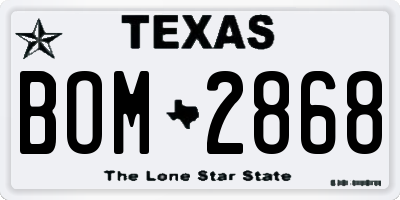 TX license plate BOM2868