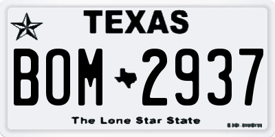TX license plate BOM2937