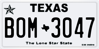 TX license plate BOM3047