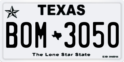 TX license plate BOM3050