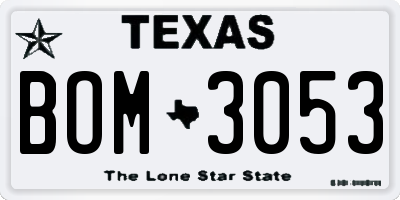 TX license plate BOM3053