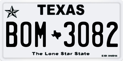 TX license plate BOM3082