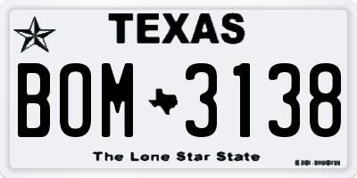 TX license plate BOM3138