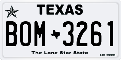 TX license plate BOM3261