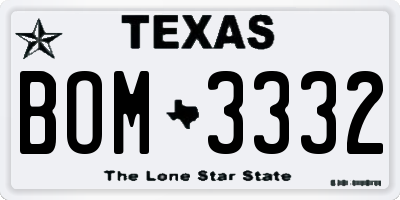 TX license plate BOM3332