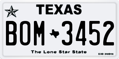 TX license plate BOM3452