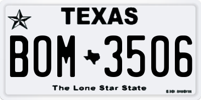 TX license plate BOM3506