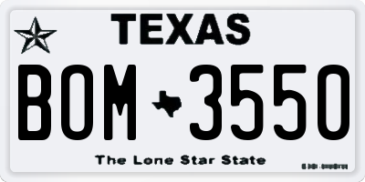 TX license plate BOM3550