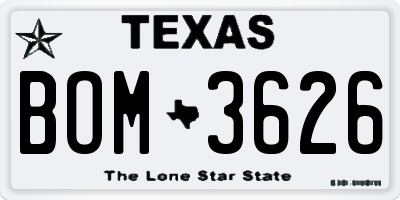 TX license plate BOM3626