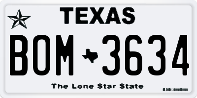 TX license plate BOM3634