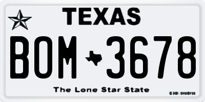 TX license plate BOM3678