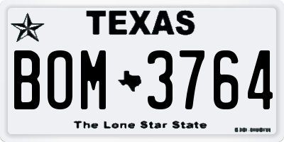 TX license plate BOM3764
