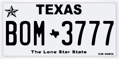 TX license plate BOM3777