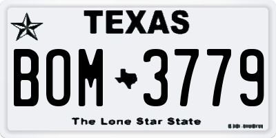 TX license plate BOM3779