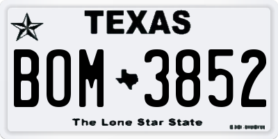 TX license plate BOM3852