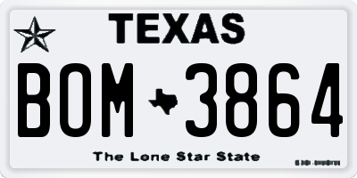 TX license plate BOM3864