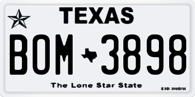 TX license plate BOM3898