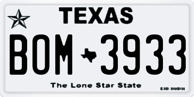 TX license plate BOM3933