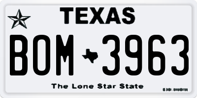 TX license plate BOM3963