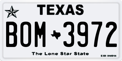 TX license plate BOM3972
