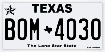 TX license plate BOM4030