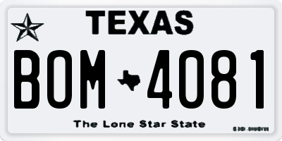 TX license plate BOM4081