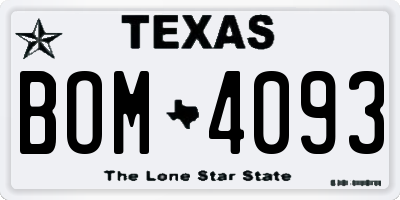 TX license plate BOM4093