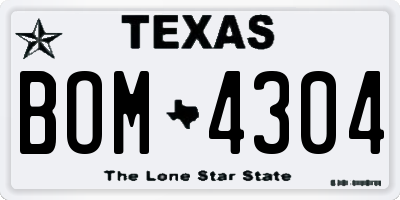 TX license plate BOM4304
