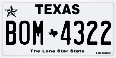 TX license plate BOM4322