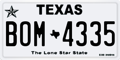 TX license plate BOM4335