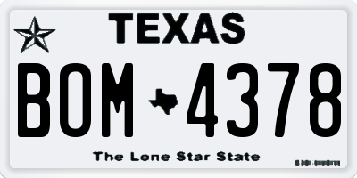 TX license plate BOM4378