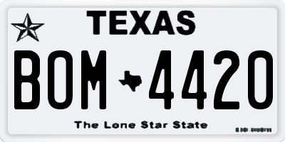 TX license plate BOM4420