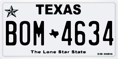TX license plate BOM4634