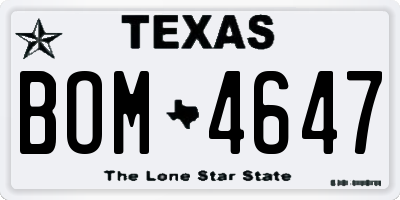 TX license plate BOM4647