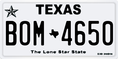 TX license plate BOM4650