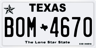 TX license plate BOM4670