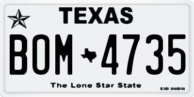 TX license plate BOM4735