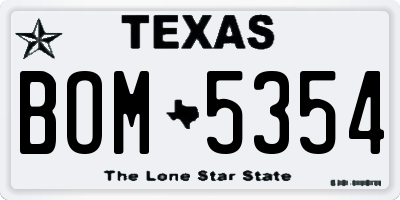 TX license plate BOM5354