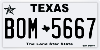 TX license plate BOM5667