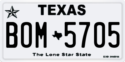 TX license plate BOM5705